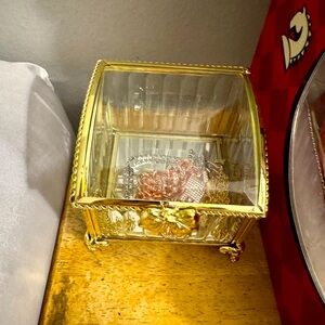 Elegant Gold Glass Jewelry Box